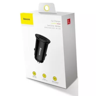 Baseus autós gyorstöltő 2xUSB QC3.0 30W fekete