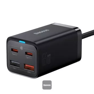 Baseus GaN3 Pro gyorstöltő, 2x USB-C, 2x USB 65W fekete