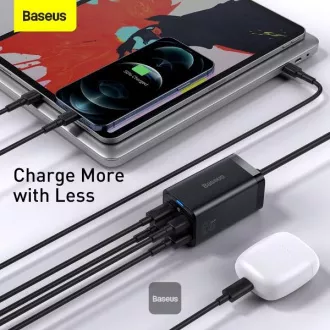 Baseus GaN3 Pro gyorstöltő, 2x USB-C, 2x USB 65W fekete