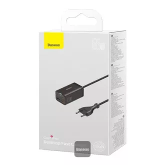 Baseus GaN3 Pro gyorstöltő, 2x USB-C, 2x USB 65W fekete