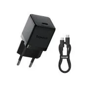 Baseus Palm gyors töltő USB-C 20W   USB-C/USB-C adatkábel 1m Fekete