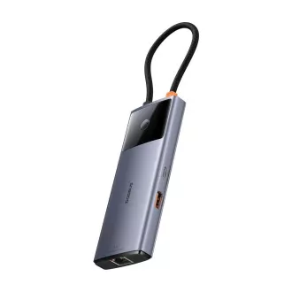 Baseus hub Series 2 USB 6in1 (USB-C/HDMI4K60Hz/USB-C(10Gbps)/USB-A(10Gbps)/RJ45/USB-C(PD) szürke színben