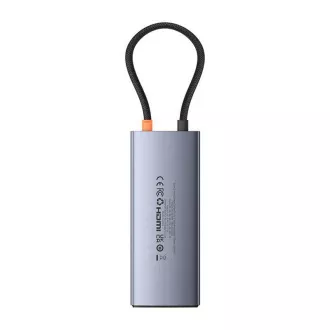 Baseus hub Series 2 USB 6in1 (USB-C/HDMI4K60Hz/USB-C(10Gbps)/USB-A(10Gbps)/RJ45/USB-C(PD) szürke színben