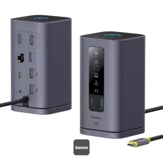 Baseus Spacemate 10v1 dokkolóállomás (USB-C PD 100W, USB-C, 2x USB-A, 2x HDMI) szürke