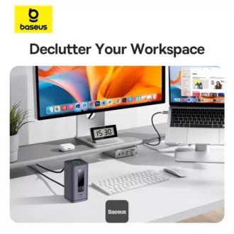 Baseus Spacemate 10v1 dokkolóállomás (USB-C PD 100W, USB-C, 2x USB-A, 2x HDMI) szürke