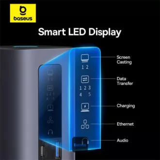 Baseus Spacemate 10v1 dokkolóállomás (USB-C PD 100W, USB-C, 2x USB-A, 2x HDMI) szürke