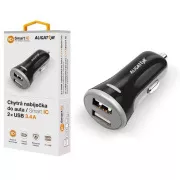 Intelligens autós töltő ALIGATOR 3.4A, 2xUSB, intelligens IC, fekete