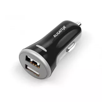 ALIGATOR intelligens autós töltő 3.4A, 2xUSB, intelligens IC, fekete, USB-C kábellel