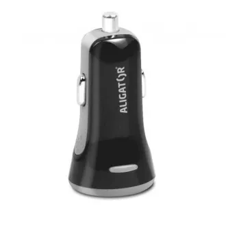 ALIGATOR intelligens autós töltő 3.4A, 2xUSB, intelligens IC, fekete, USB-C kábellel