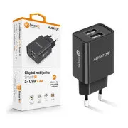 ALIGATOR 2,4A, 2xUSB, intelligens IC, fekete