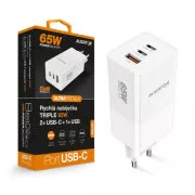 Alligátor töltő PD65W, 2USB-C, 1xUSB-A, fehér