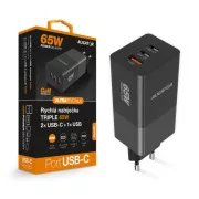 Alligátor töltő PD65W, 2USB-C, 1xUSB-A, fekete