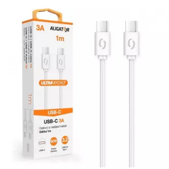 ALIGATOR Adatkábel POWER 3A, USB-C/USB-C, fehér