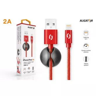 ALIGATOR PREMIUM Adatkábel 2A, Lightning piros