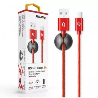ALIGATOR PREMIUM Adatkábel 2A, USB-C piros