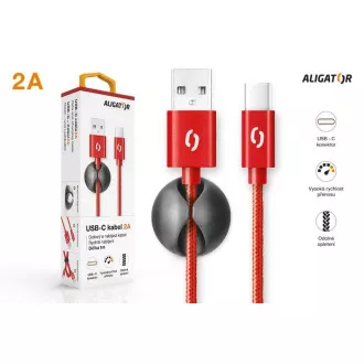 ALIGATOR PREMIUM Adatkábel 2A, USB-C piros
