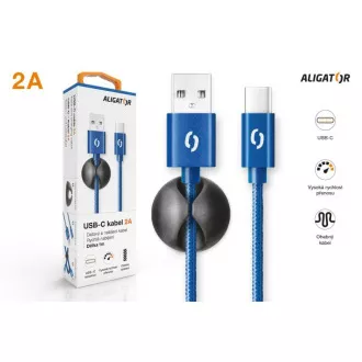 ALIGATOR PREMIUM Adatkábel 2A, USB-C kék