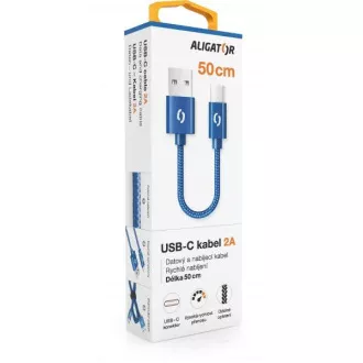 ALIGATOR PREMIUM 2A kábel, 50cm USB-C, kék