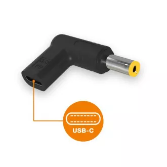 Alligator USB-C hálózati adapter 5,5x2,5 mm Acer/Asus/HP/Lenovo/Toshiba laptopokhoz