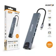 Aligator USB-C / Hub 8v1 dokkolóállomás (USB-C / 2xUSB / SD / MicroSD / HDTV / RJ45)
