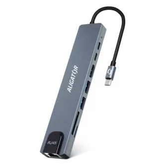 Aligator USB-C / Hub 8v1 dokkolóállomás (USB-C / 2xUSB / SD / MicroSD / HDTV / RJ45) Aligator USB-C / Hub 8v1 dokkolóállomás (USB-C / 2xUSB / SD / MicroSD / HDTV / RJ45)
