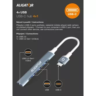 Alligátor Hub USB-C / 4x USB