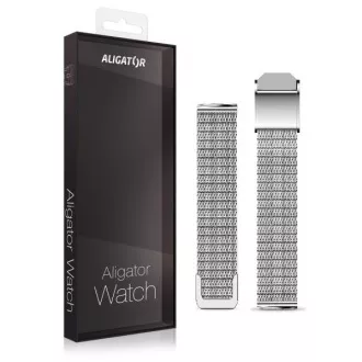 Csere fém szíj Alligátor órához Grace 16mm, ezüst, ezüst