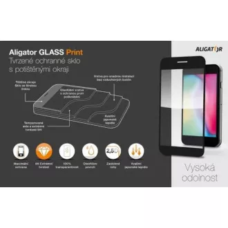Alligátor Védő edzett üveg GLASS PRINT, iPhone 14 Pro, fekete, teljes képernyő ragasztás Alligátor Védő edzett üveg GLASS PRINT, iPhone 14 Pro, fekete, teljes képernyő ragasztás