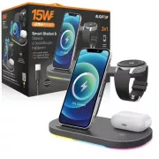 Alligator Smart Station S 3 az 1-ben vezeték nélküli töltéssel, 15W
