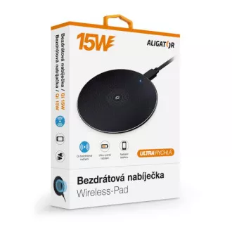 ALIGATOR vezeték nélküli töltő Alligator Pad 15W fekete ALIGATOR vezeték nélküli töltő Alligator Pad 15W fekete