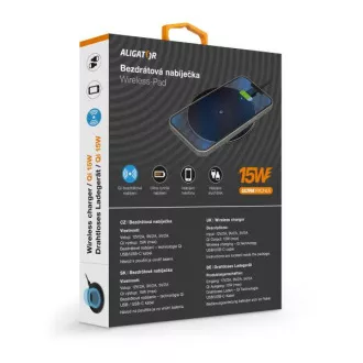 ALIGATOR vezeték nélküli töltő Alligator Pad 15W fekete ALIGATOR vezeték nélküli töltő Alligator Pad 15W fekete