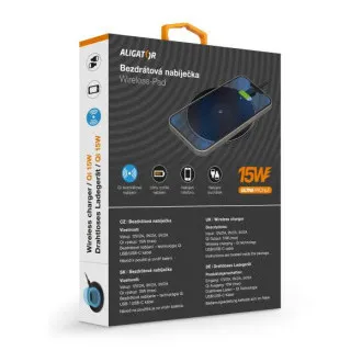 ALIGATOR vezeték nélküli töltő Alligator Pad 15W fekete ALIGATOR vezeték nélküli töltő Alligator Pad 15W fekete