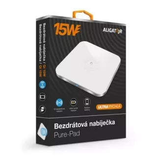 ALIGATOR Vezeték nélküli töltő Alligator Pure-Pad 15W, fehér