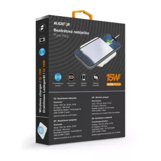 ALIGATOR Vezeték nélküli töltő Alligator Pure-Pad 15W, fehér