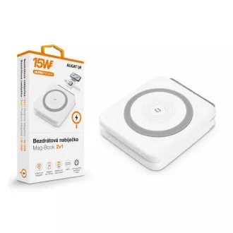 Vezeték nélküli töltő ALIGATOR Mag-Book 2in1, MagSafe és Apple Watch töltéshez, 15W, fehér