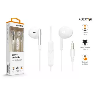 ALIGATOR AE008/Stereo/Jack/Drót/Vezeték/Fehér