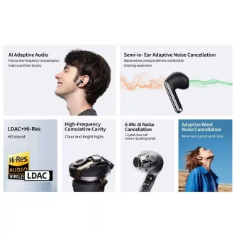 QCY - HT10 PRO  AilyBuds, ANC fejhallgató, fekete színű