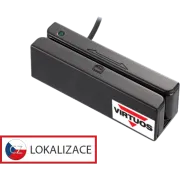 Három lábas mágneskártya-olvasó MSR-100A, USB-COM, fekete