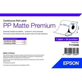 PP Matte Label Premium, Cont. Tekercs, 51mm x 29mm PP Matte Label Premium, Cont. Tekercs, 51mm x 29mm