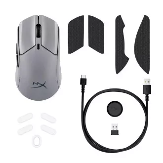 HyperX Pulsefire Haste 2 Pro/Hering/Optikus/jobbkezes/26,000 DPI/USB BT/Szürke