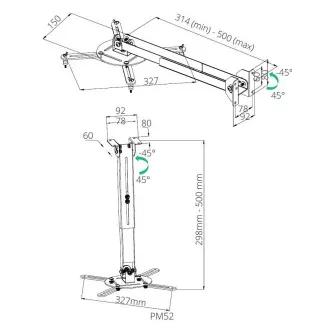 TB Projektor tartó 2in1 TB-M52 mennyezet/fal 10kg