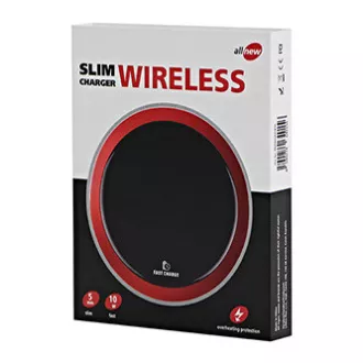 All New, vezeték nélküli töltő, ultra vékony, telefonhoz, piros, 5/9V, 10W, túlmelegedés elleni védelem, Qi