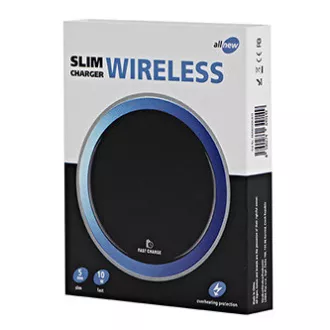 Teljesen új, vezeték nélküli töltő, ultra vékony, telefonhoz, kék, 5/9V, 10W, túlmelegedés elleni védelem, Qi