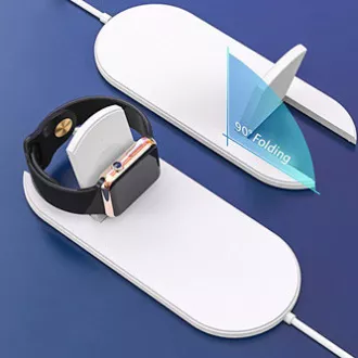 2in1 vezeték nélküli töltő, telefonhoz és Apple Watch-hoz, fehér, 5V, 10W, Qi 2in1 vezeték nélküli töltő, telefonhoz és Apple Watch-hoz, fehér, 5V, 10W, Qi