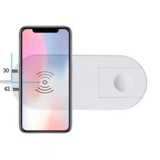 2in1 vezeték nélküli töltő, telefonhoz és Apple Watch-hoz, fehér, 5V, 10W, Qi 2in1 vezeték nélküli töltő, telefonhoz és Apple Watch-hoz, fehér, 5V, 10W, Qi