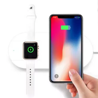 2in1 vezeték nélküli töltő, telefonhoz és Apple Watch-hoz, fehér, 5V, 10W, Qi 2in1 vezeték nélküli töltő, telefonhoz és Apple Watch-hoz, fehér, 5V, 10W, Qi