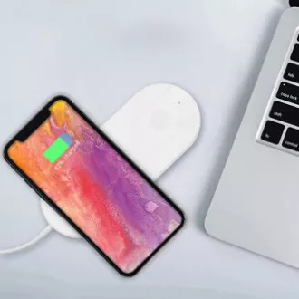 2in1 vezeték nélküli töltő, telefonhoz és Apple Watch-hoz, fehér, 5V, 10W, Qi 2in1 vezeték nélküli töltő, telefonhoz és Apple Watch-hoz, fehér, 5V, 10W, Qi