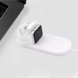 2in1 vezeték nélküli töltő, telefonhoz és Apple Watch-hoz, fehér, 5V, 10W, Qi 2in1 vezeték nélküli töltő, telefonhoz és Apple Watch-hoz, fehér, 5V, 10W, Qi