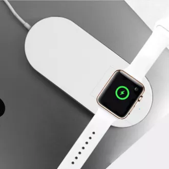 2in1 vezeték nélküli töltő, telefonhoz és Apple Watch-hoz, fehér, 5V, 10W, Qi 2in1 vezeték nélküli töltő, telefonhoz és Apple Watch-hoz, fehér, 5V, 10W, Qi