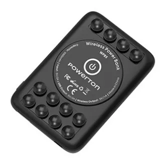 Powerton, power bank vezeték nélküli töltéssel, Li-Pol, 5V, telefon/tablet töltés, WBP5, 5000mAh, tapadókorongok a telefonra való felragasztáshoz, és a telefonra való felragasztáshoz. Powerton, power bank vezeték nélküli töltéssel, Li-Pol, 5V, telefon/tablet töltés, WBP5, 5000mAh, tapadókorongok a telefonra való felragasztáshoz, és a telefonra való felragasztáshoz.